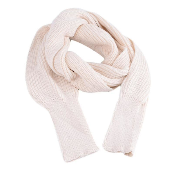 Vinterstrikket pledd med lange ermer for kvinner - Sjalwrap med ermer - Ensfarget heklet genser skjerf - Multifunksjonell poncho kappe halsvarmer Z