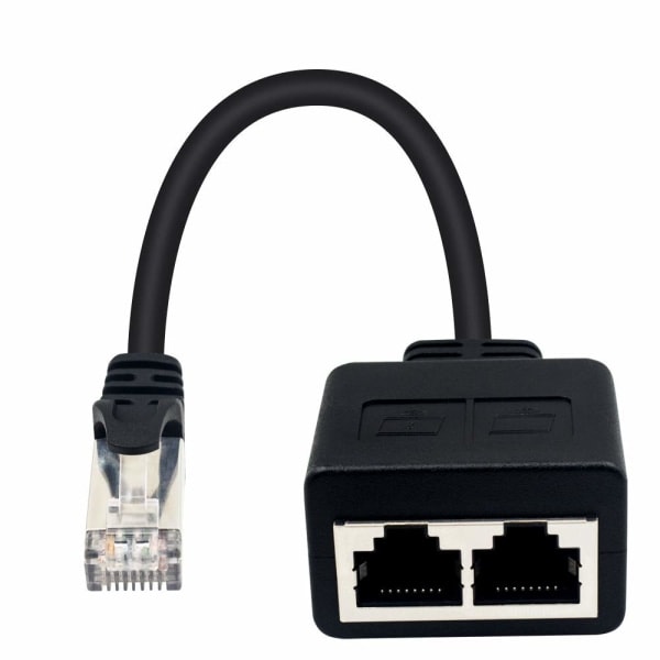 RJ45 1 han til 2 hun adapter til LAN Ethernet kabelforlængelse (brug samtidig) Surf online på samme tid