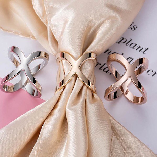 3 stk./sæt Sjalring Hul Kors Elegant Multifunktionel X-formet Sjal Slør Spændeholder Til Kvinder Rose Gold