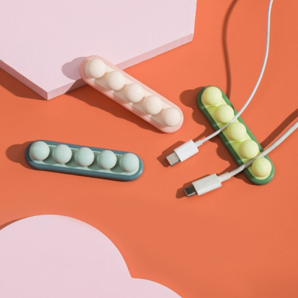 1 Pak Blød Silikon USB Kabel Organizer Kabelopruller Selvklæbende Holder Klip Høretelefon Mus Ledning Beskytter Skrivebordsstyring Pink