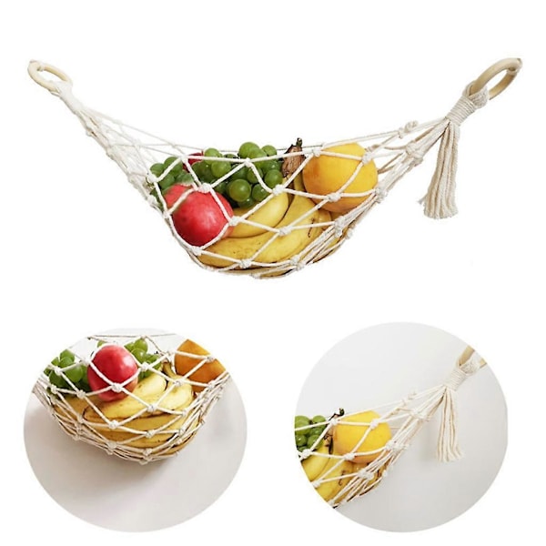 Macrame-hängmatta för frukt och grönsaker - Extra förvaring under skåp, husvagn, båt