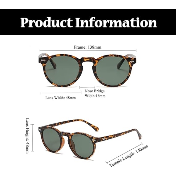 Retro Runde Polariserende Solbriller til Mænd og Kvinder, Vintage Polariserende Solbriller Klassiske Trendy Shades Unisex UV-beskyttelse