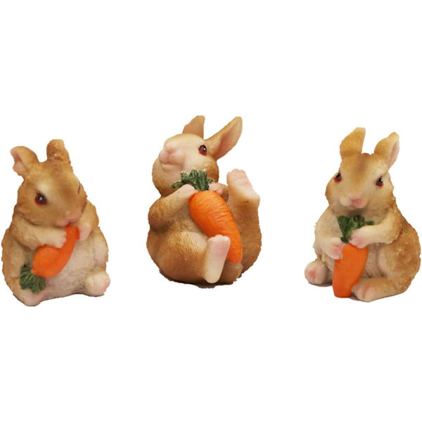 Påskeharer Kanin Figurer Fe Havedyr Tilbehør Kaniner Harpiks Påskepynt Til Hjem Have Bonsai Dekoration Mini Kanin Statue Figurer