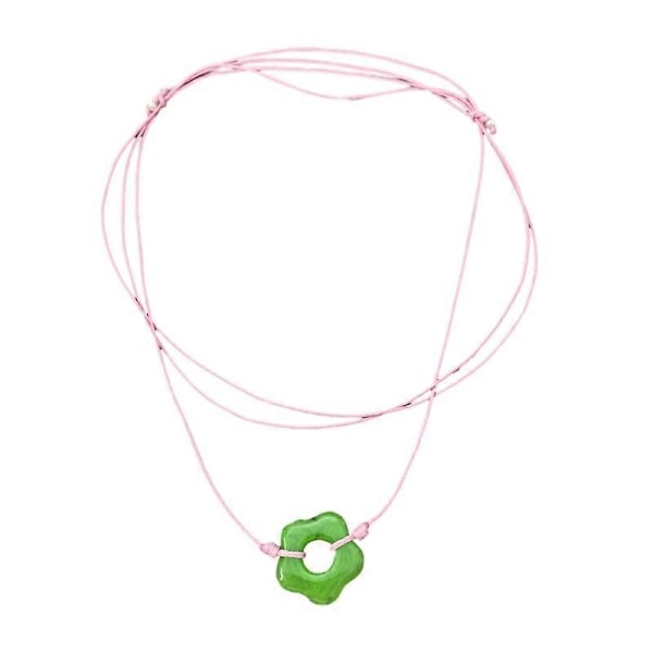 Elegant Halskjede med Blomsteranheng og Knute, Hul Blomsterchoker for Jenter