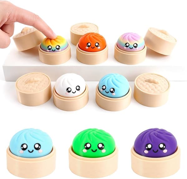 3-pak Dumpling Keyboard Fidget Legetøj Dumpling Fidget Clicker 3D-printede Legetøj Fidget Legetøj Voksen Dekompression Skrivebordslegetøj til Lindring af Angst Light Color Series