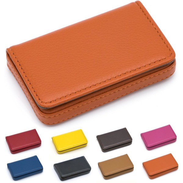 Visitkortholder luksus PU-læder, visitkortholder tegnebog Kreditkort-id-etui/holder til mænd og kvinder - Hold din (orange)