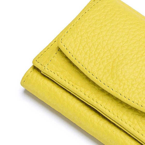 Premium-lompakot naisille - Pieni kolminkertainen luottokorttipidike nahkaisella taittuvalla kolikkotaskulla Yellow