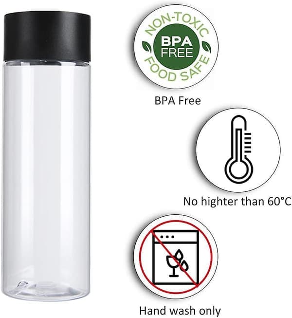 10oz tomma juiceflaskor i plast med svarta lock - 12-pack