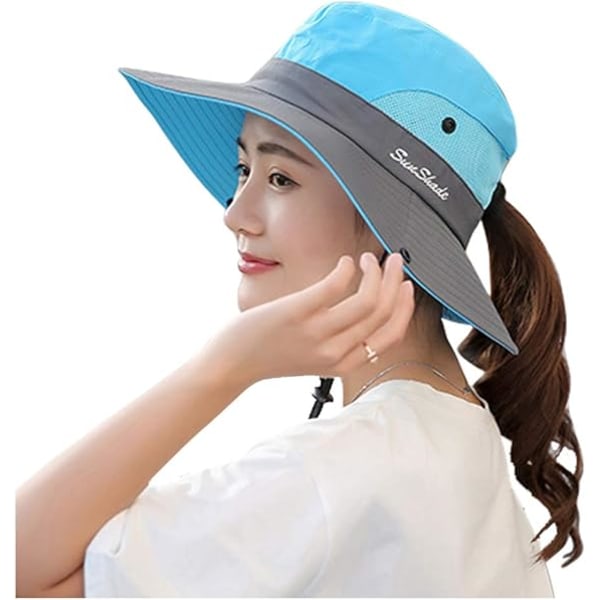 Dame Solhat UV-beskyttelse Sommer Bucket Hat Foldbar Bred Skygge til Rejser Vandreture Fiskeri Strand