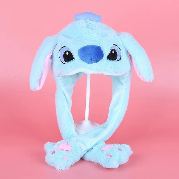 Plush Kaninöronhatt med Rörliga Öron - Intressant Söt Mjuk Plush Kaninhatt Present till Flickor No Light Stitch Hat