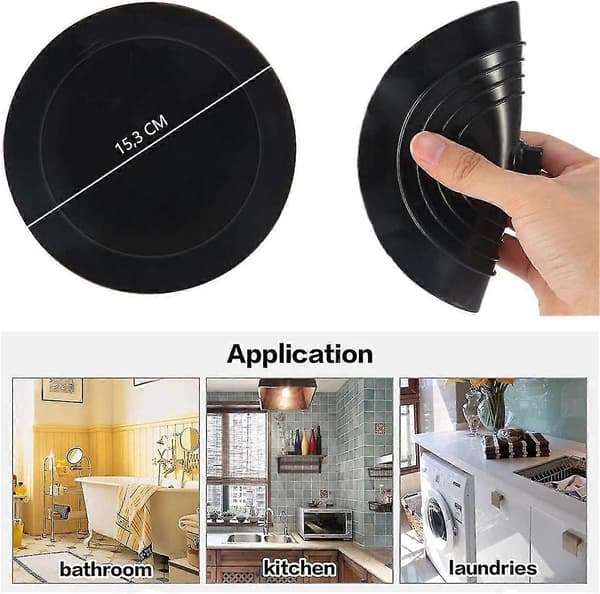 Badekarpropper Silikone Vaskprop Køkkenvaskprop 15,3 cm Diameter Til Køkkener, Badeværelser Og Vaskerum Universal Afløbsprop (1 Stk, Sort)