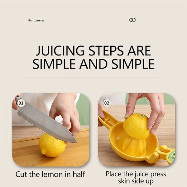 Manuell press - Enkel pressning Heavy Duty Citronpress Handpress - Ergonomisk Citruspress & Fruktpress för små apelsiner Lemon Yellow
