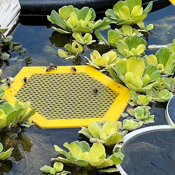 3D-printet Flydende Bi-ø Bi-vandingsanordning, Printet Flydende Bi-ø, Bi-vandingsanordning og Sommerfugle-vandstationer, Praktiske Bi-vandkopper til Haven Yellow