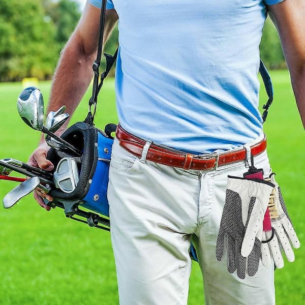 Golfhandskeholder Dobbelt Sidet Golfhandsker Bælteholder Rem med Metalklips og Nøglering - B Multicolor Black
