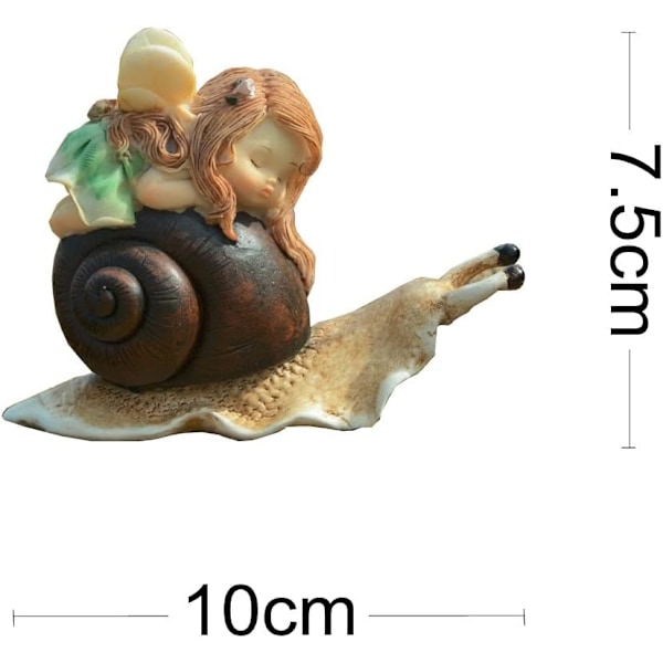 Miniature Fe Figur - Drømmende Fe Statue Fairy on Snail