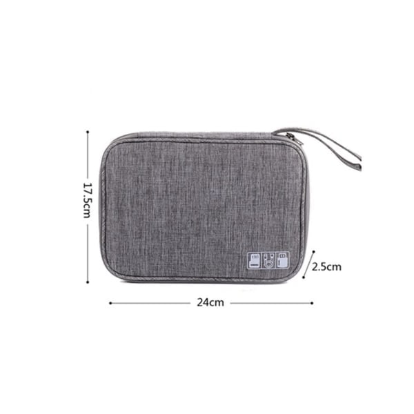 Reisekabelveske Organizer Lader Oppbevaring Elektronikk USB-etui Grey