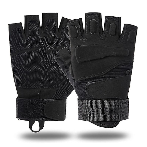 Taktiske Handsker Hær SWAT Militær Kamp Jagt Skydning Udstyr Fingerløse Black XL