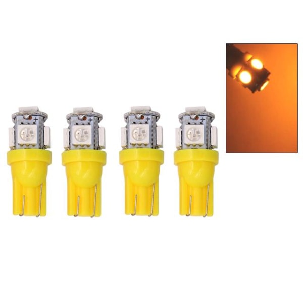 T10 w5w gul orange led med 5st 5050SMD chip 12v DC 4-pack Gul-Orange 4-pack Yellow-Orange 4-pack