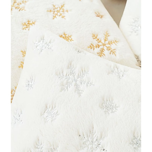 Joulukuusen lumihiutale-sekvenssi tyynynpäällinen, lyhyt plyysi sohvatyynynpäällinen sohvanpäällinen (2 kpl kultaa, 45 * 45cm/18 * 18 tuumaa) Silver