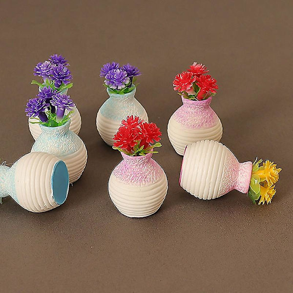 3 stk. 1/12 skala dukkehussimuleringsblomst med vase dukkehus mini hjem dekorationer