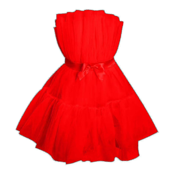 Dame Tyl Kjole Ærmeløs Kort Kjole Ensfarvet Mesh Prinsesse Stropløs Festkjole_x Red 40