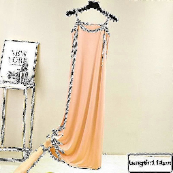 Sømløse Underkjoler Dame Størrelse Ermeløs Ice Silk Underkjole Underskjørt S _h Beige-114cm L Weight(55-65kg)
