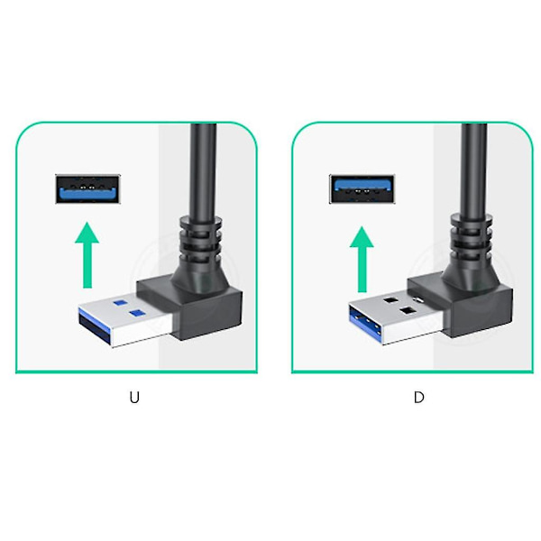 Universaali USB 3.0 -jatkokaapeli 90 asteen taivutuksella kotiin ja toimistoon 0.3m Up bend