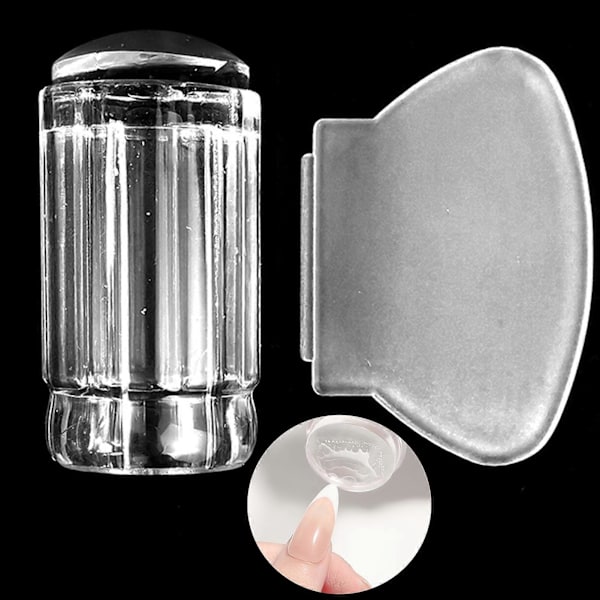 Negle Stempler Avtakbar Kunstverk Laging med Skrape Silikon Tetning Negle Stempling Utskriftstips Verktøy for Manikyr QinHai Translucent White