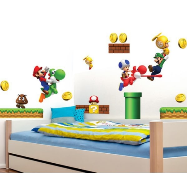 2 pakke for Nintendo New Super Mario Bros Bygg en scene Skrell og stikk veggdekor Soveromsdekor Super Mario-klistremerke