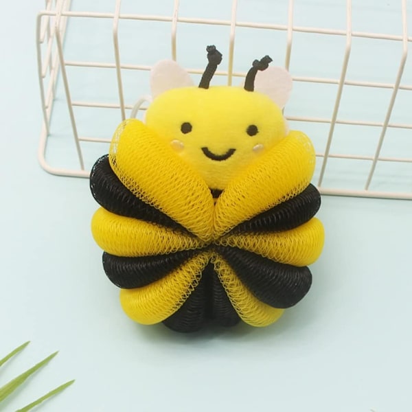 Bee Svamp Badeball Gul Kroppsvask Skrubber Material PE Massasjebørste for Barn Badetilbehør for Menn Kvinner