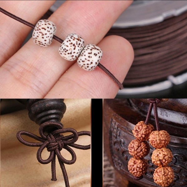 Elastisk snor for buddhistiske perler til smykkefremstilling, DIY, svart, 1,0 mm