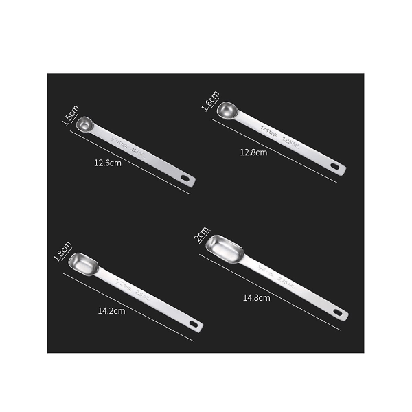 6 kpl set, ruostumattomasta teräksestä valmistetut mittalusikat, pitkävartiset mittalusikat, metallinen ruokalusikka