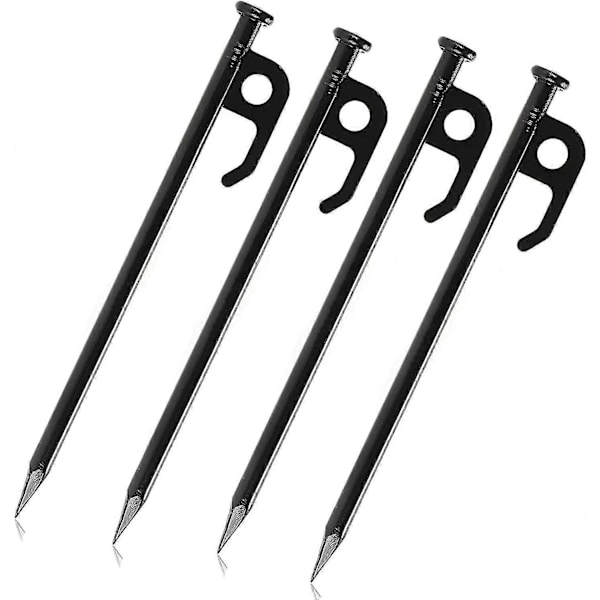 4 Stk. Teltplugger i stål, campingplugger, jordfestingspluggkrok for camping, fotturer, nødsituasjoner og utendørs overlevelse - 20 cm