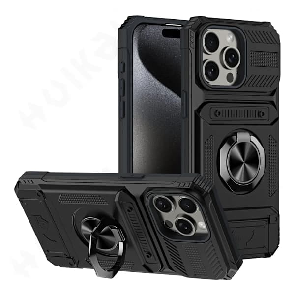 Etui til iPhone 16 15 Pro Max Plus Magnetisk Roterende Ringstativ Kraftig Fallbeskyttelse Lommeboketui iPhone16 iPhone16