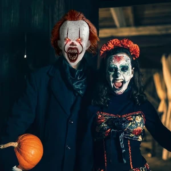 Läskig It Pennywise Clownmask, Cosplay-leende Not Glowing Smiley