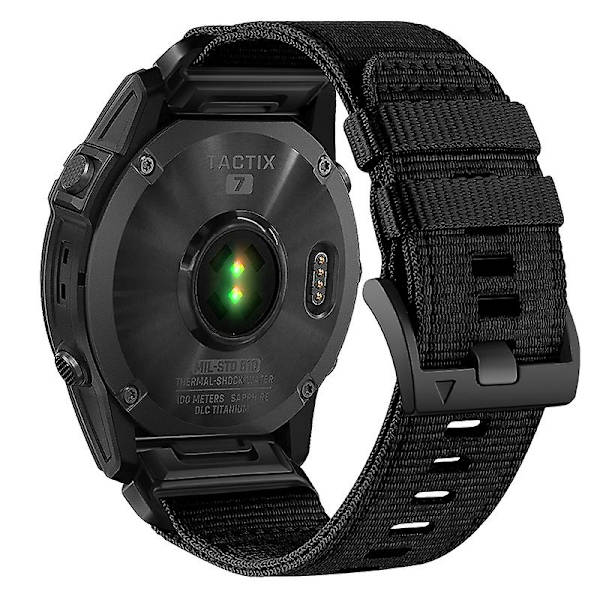 Nylon Canvas Snabbspänne Band för Garmin Tactix 7 Pro / Fenix 7X / 6X Pro, 26mm Sportklockarmband Black