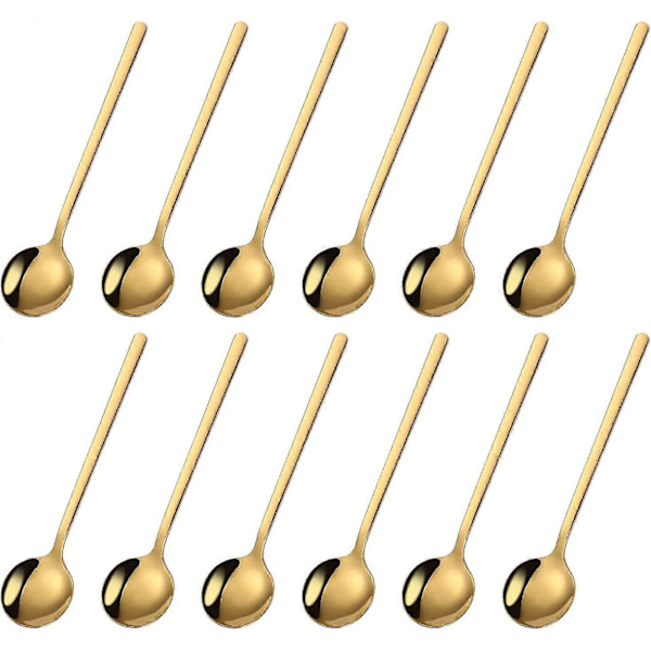 12 Mini Guld Skeer i Rustfrit Stål, Espresso Skeer, 5,24 Tommer