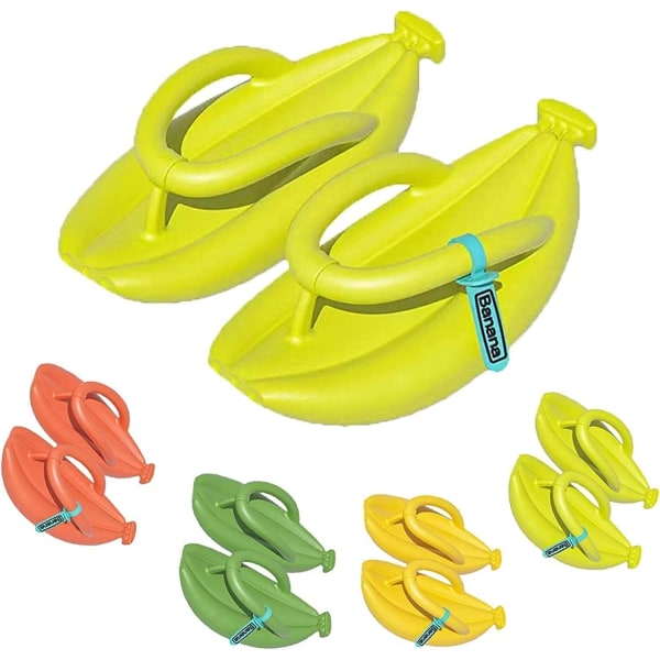Söpöt banaanitossut - varvastossut banaaniliukumäistä, kesäiset liukastumista estävät söpöt sarjakuvan paksuiset rantasandaalit (väri: vaaleanvihreä)