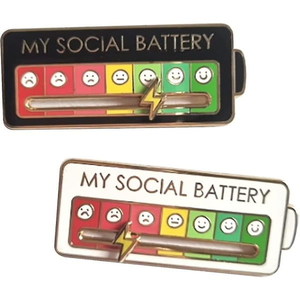 Social Battery Pin - 7 dagar i veckan Emalj Mood Pin, funktionell estetisk brosch Black