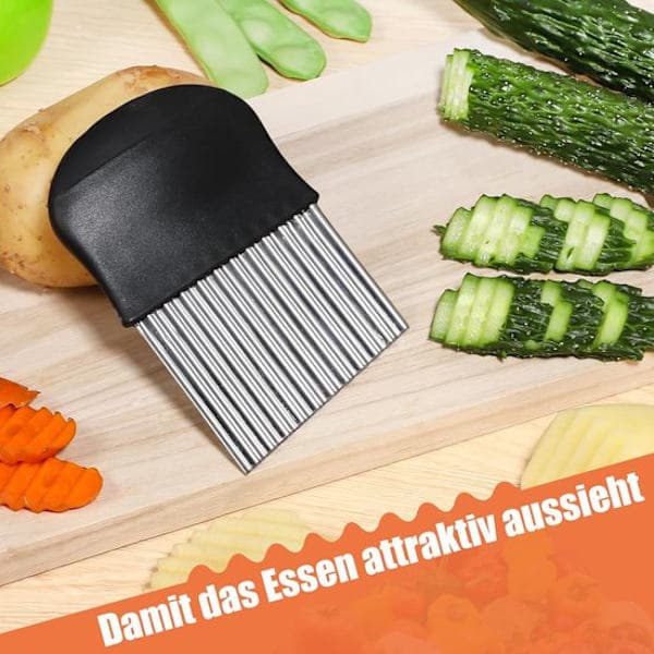 Golfkutter - Bølget blad - Potet- og agurkkutter i rustfritt stål - 14x9 cm - Ett stykke