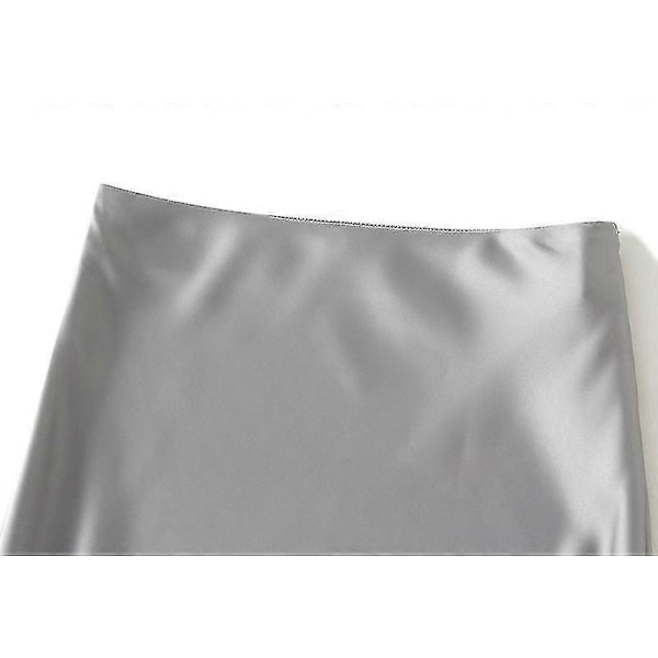 Sateng Midi Skjørt Høy Midje Lange Skjørt For Kvinner SSBgv Light Grey M