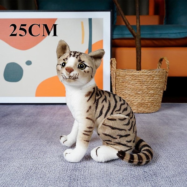 4 Farger 31cm INS Som Ekte Liggende Katt Plysjdukke Fylt Rene Farger Grå Hvit Gul Kattunge Leke Kjæledyr Dyr Barn Gave 25cm sit pattern
