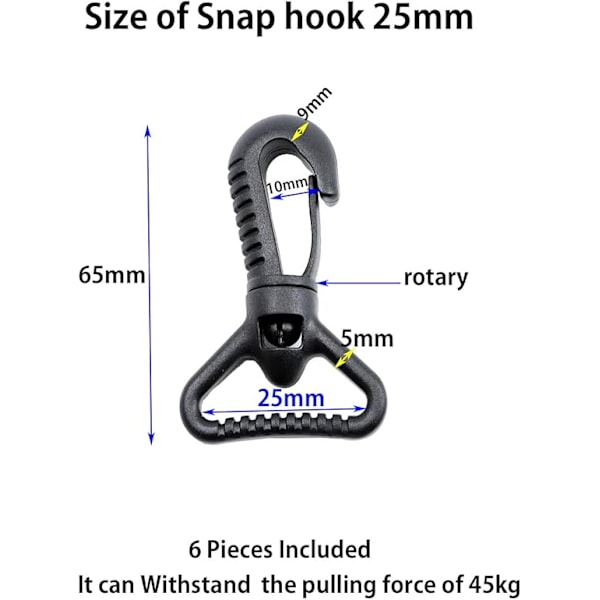 Plastik Snap Hooks, Plastik Swivel Snaphook Push Gate Clip Rotary Snaphook Rotate Claw Snap Clip Spænde Spænde Kroge til Rem