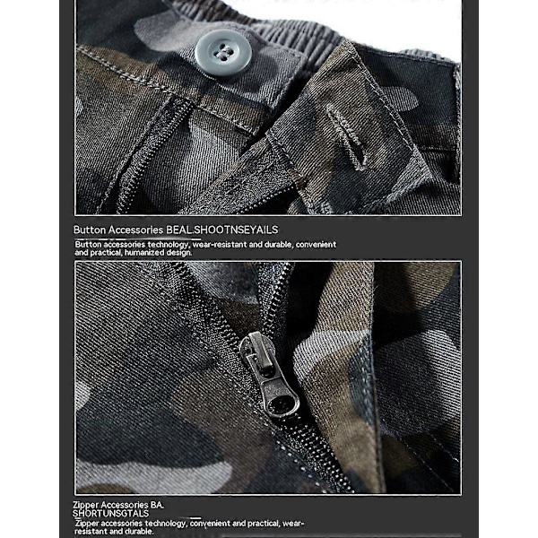 Cargo Shorts för Män Camo Relaxed Fit Multi Pocket Utomhus Cargo Shorts - Grön kamouflage forty