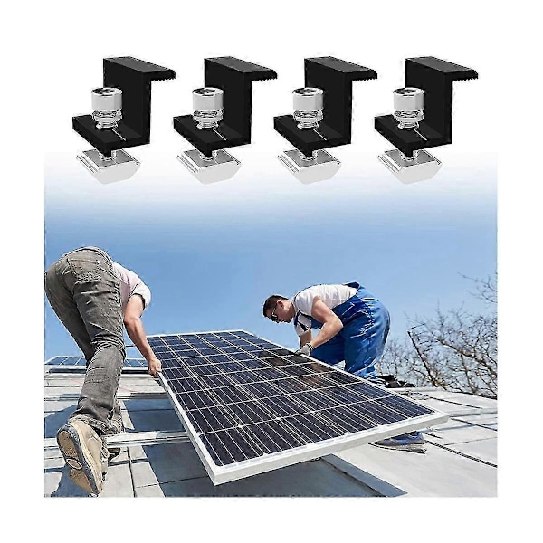 12 Pak Solcellemodulholder Endeklemme, Endeklemme til Montering af Solpanel, Sideklemme til PV Sol