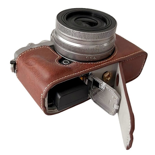 Til Nikon Z Fc Buffalo Tekstur PU Læder Bund Etui Halv Krop Kamera Dækning med Batteriåbning Coffee