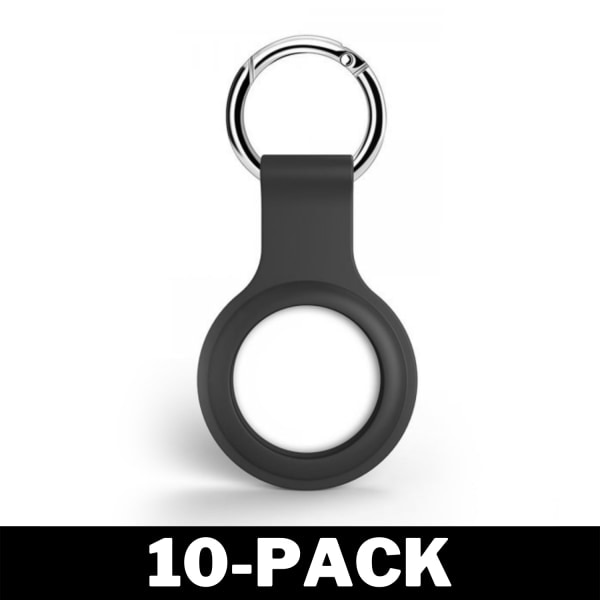 Airtag Apple Kuori Silikoni Avaimenperällä Musta 10-pakkaus 10-Pack