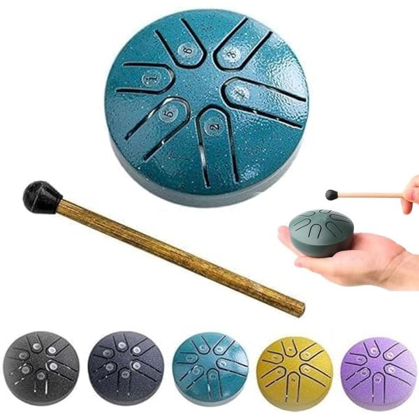Utomhus regntrumma: Vattentät ståltunngtrumma, 6 toner Mini Handpan-trumma för lugna melodier Blå