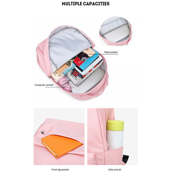 Skolväskor, Stora Barn Skolryggsäckar Ryggsäck, Barn Tonåringar Pojkar Flickor Bokväskor Grundskolan Sekundär Skola Högskola Casual Daypack Pink