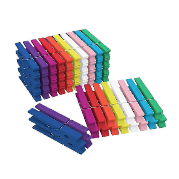 50 stk Træ Tøjpinde Foto Clips Stærk Greb Kompakt Størrelse Bærbar Heavy-duty Håndværk Kunst Billede Clips Farverige Tøjpinde Multicolor